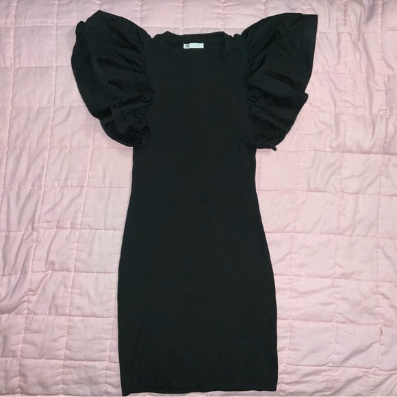 Zara Bodycon Ruffle Sleeve Mini Dress - Picture 1 of 2